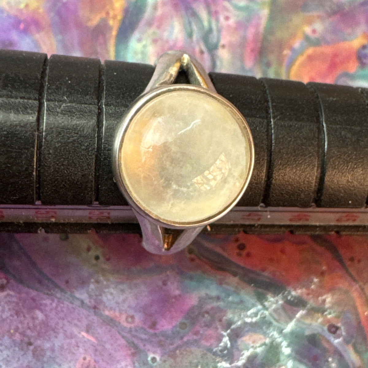 Rainbow Moonstone 925 Sterling Silver Ring Size J 4.75