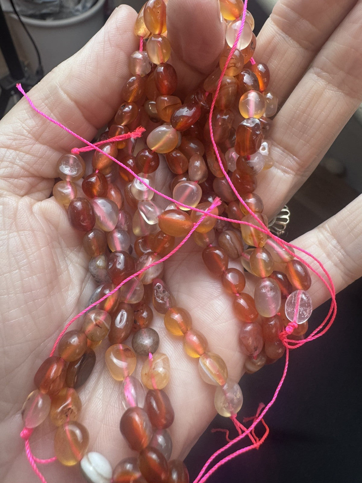 Natural Red Agate Gemstone Bead Strand – 16 Inch