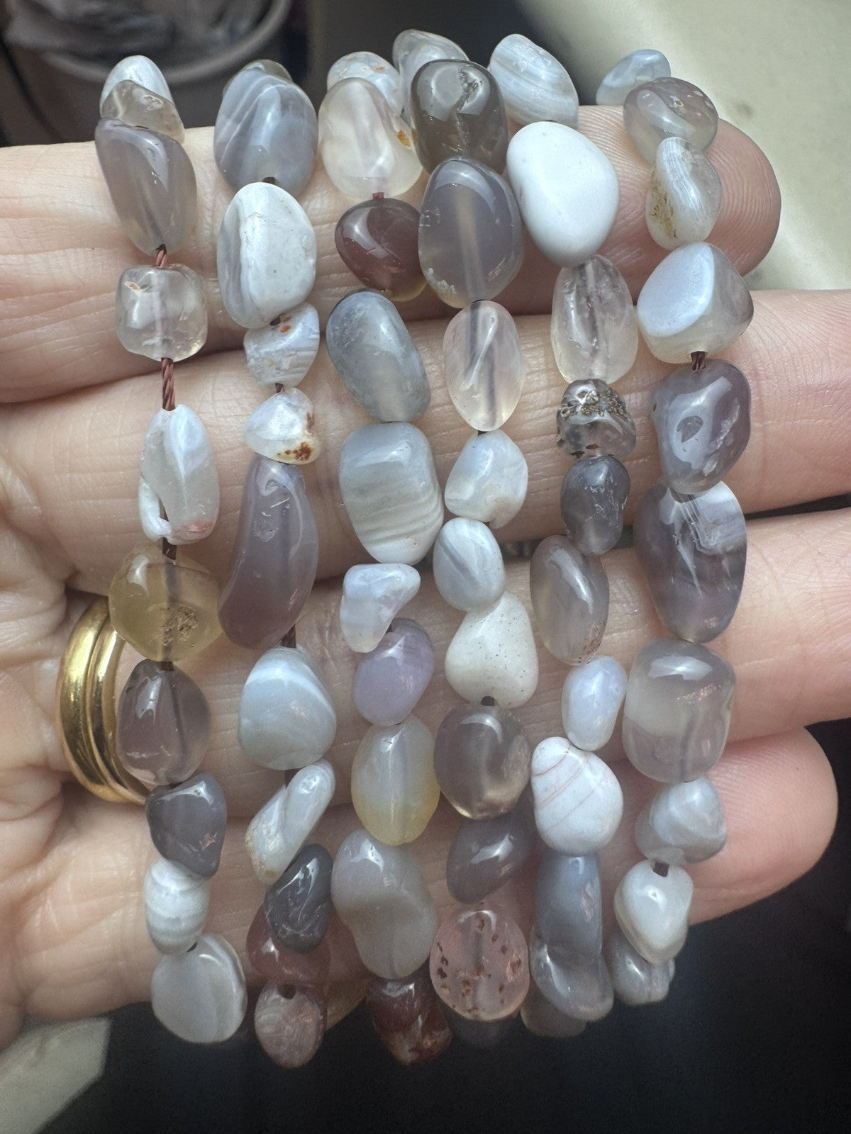 Natural Persian Gulf Agate Tumble Bead Strand – 16 Inch