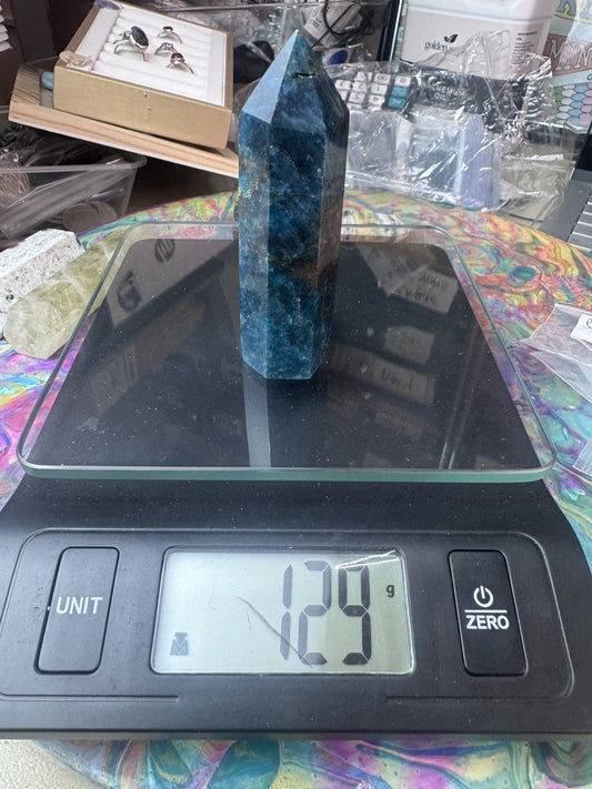 Blue Apatite Crystal Tower – 129g Polished Stone reiki meditation