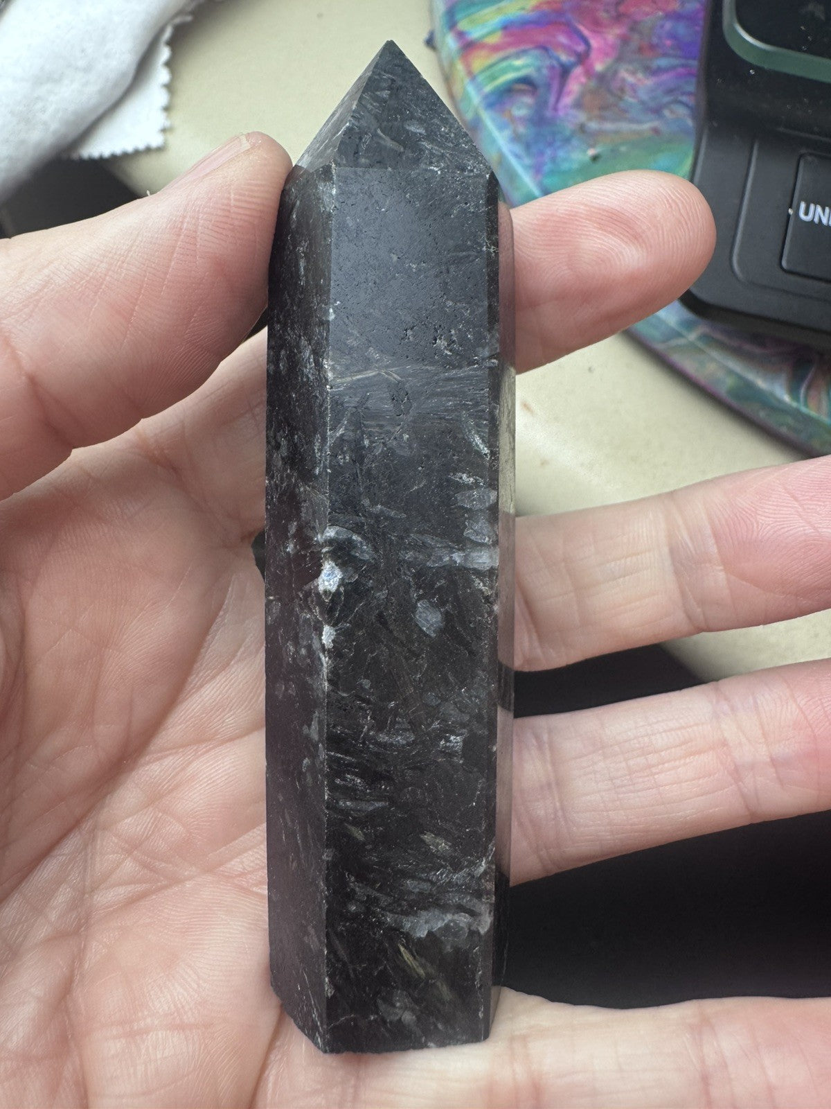 122g Larvikite Crystal Tower – Black Moonstone Polished Stone reiki meditation
