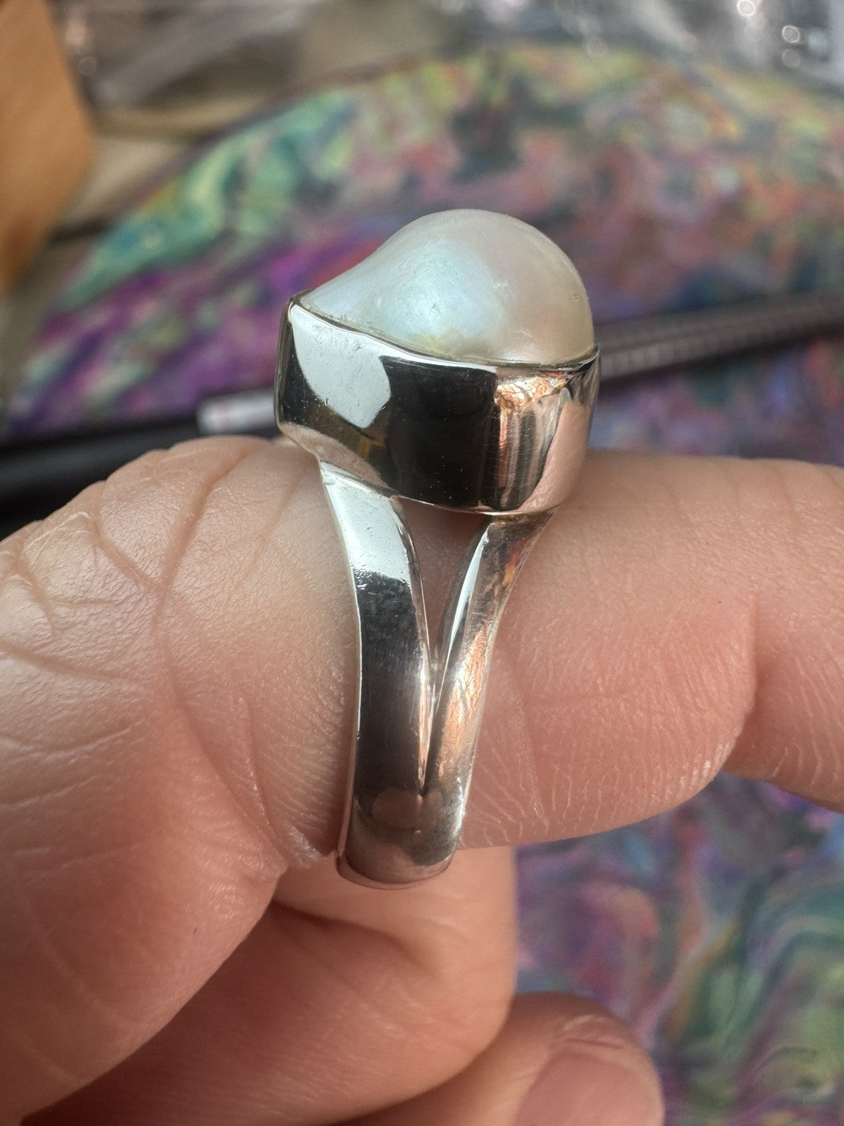 Size 8 Natural Pearl Ring 925 silver P.5