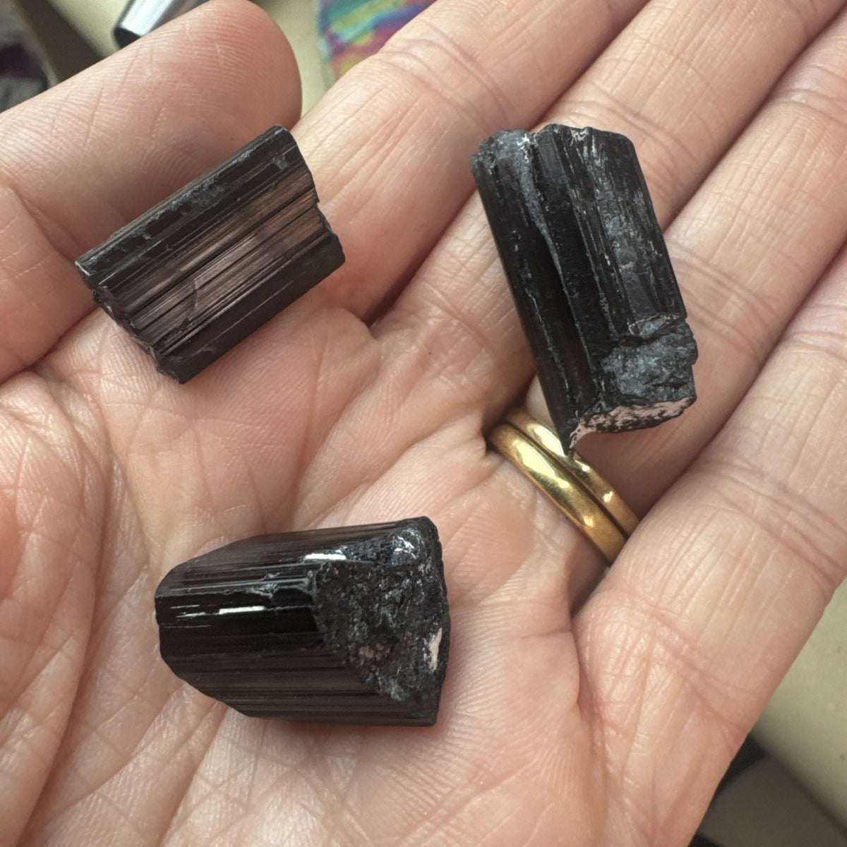 25g Natural Black Tourmaline Rough Lot β 3 Pieces A Grade