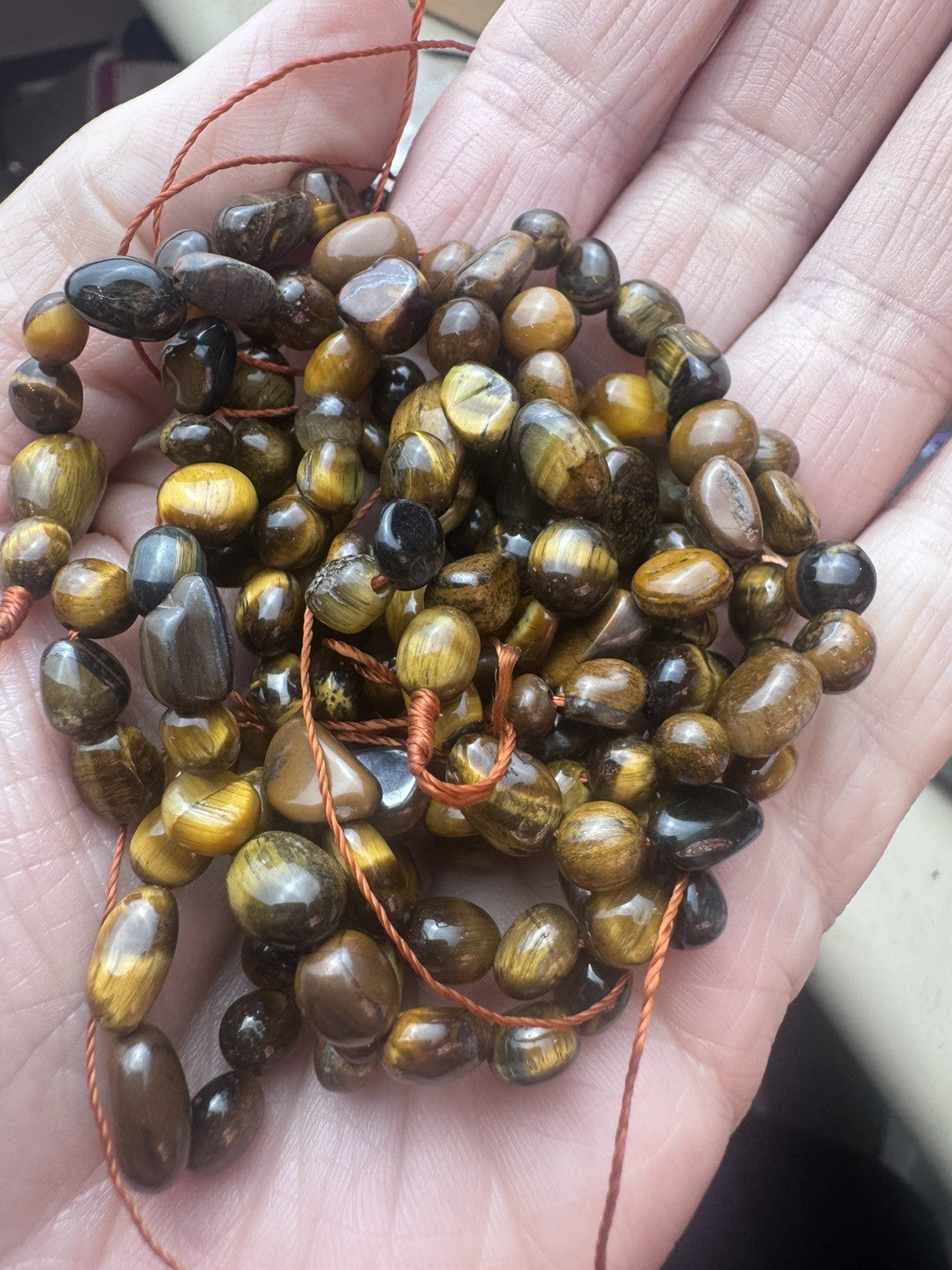 Natural tigers eye Tumble Bead Strand – 16 Inch