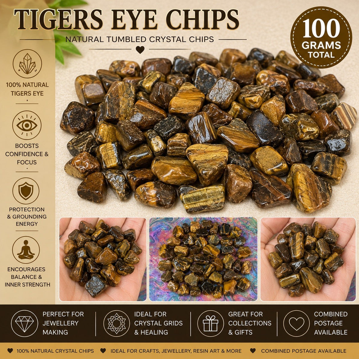 Tigers Eye Chips 100grams