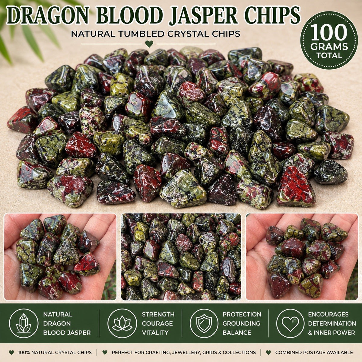 Dragon Blood Jasper Chips 100grams