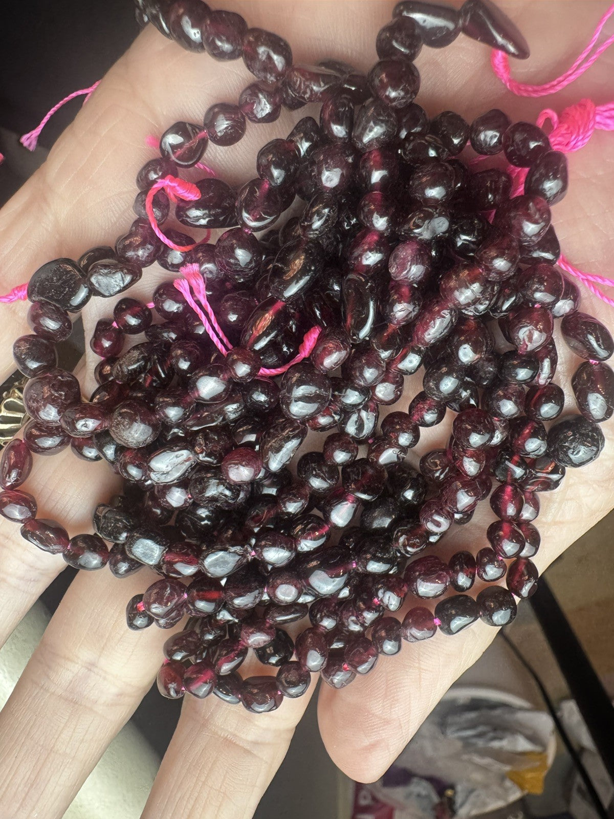 Natural Garnet Tumble Bead Strand – 16 Inch