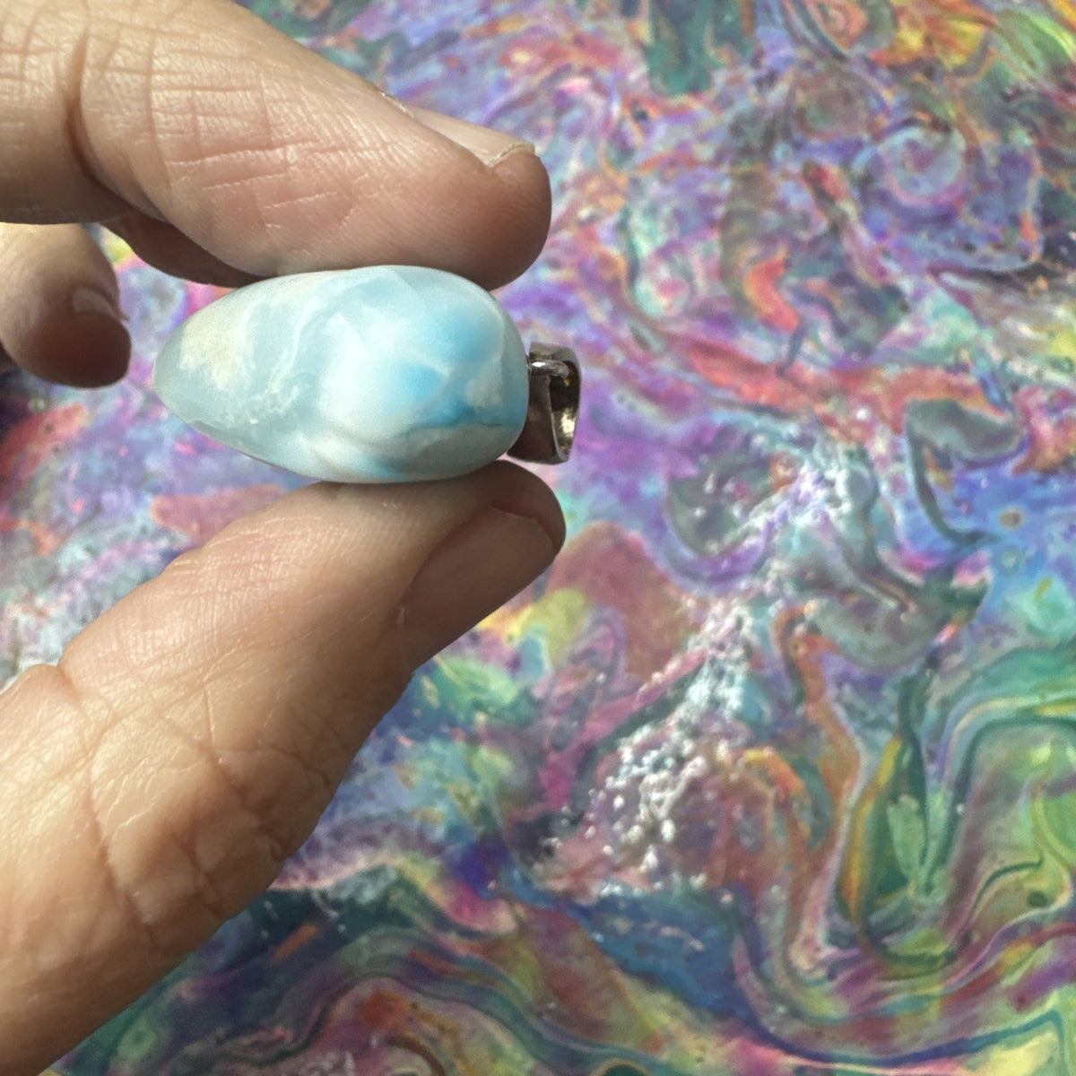 15 Gram 925 Silver Larimar Heart Pendant Handmade In  the Dominican Republic