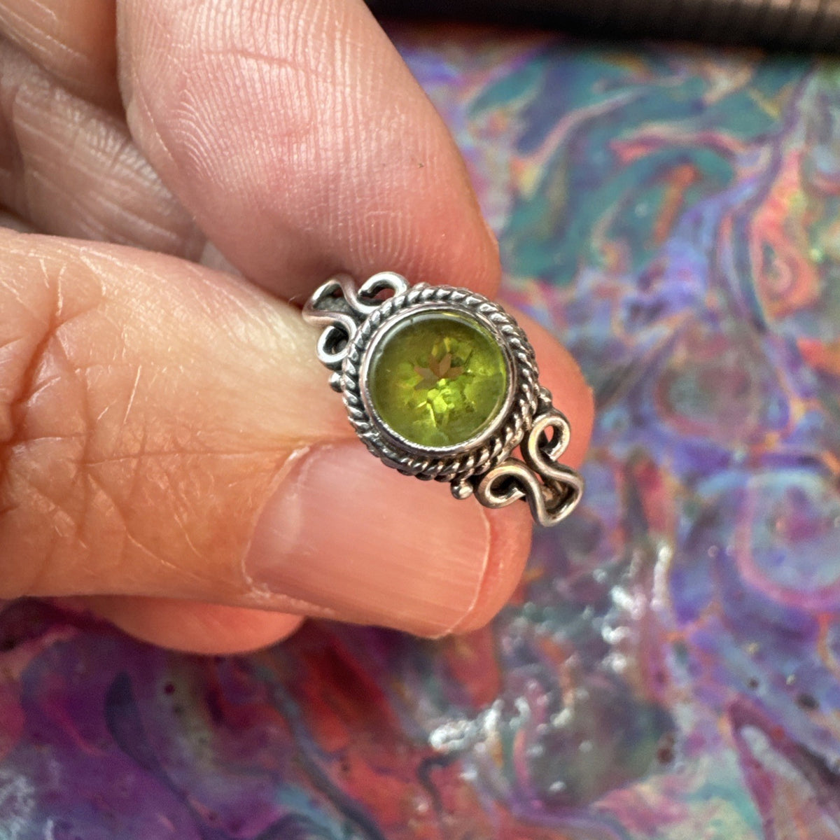 Peridot  925 Sterling Silver Ring Size J 4.75
