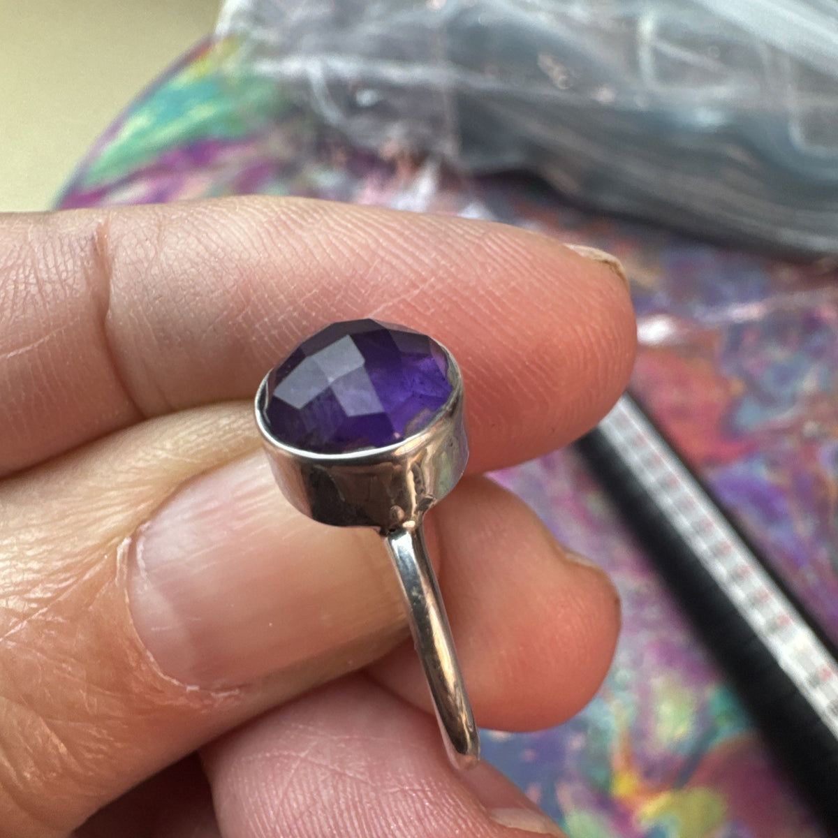 Amethyst 925 Sterling Silver Ring Size J 4.75