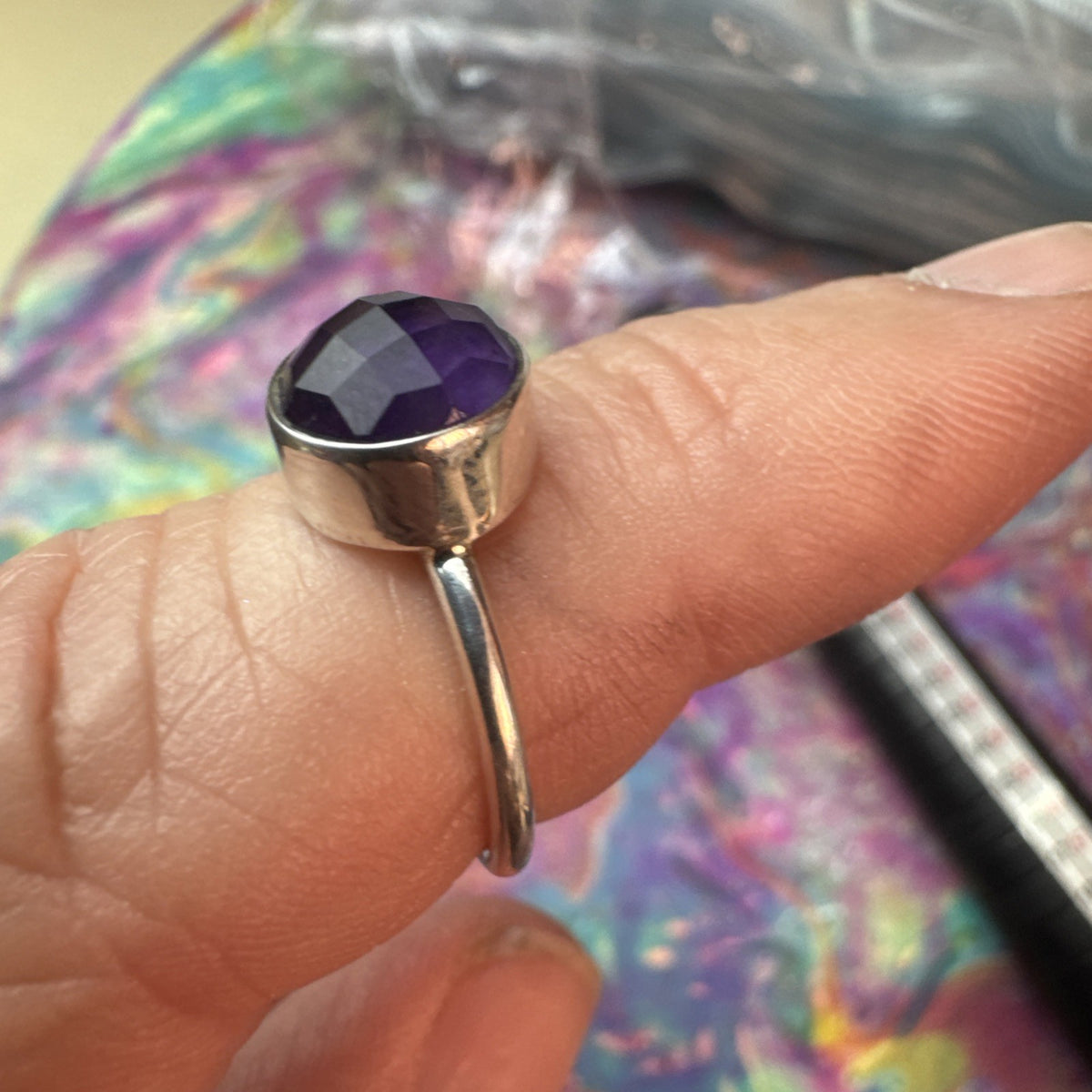 Amethyst 925 Sterling Silver Ring Size J 4.75