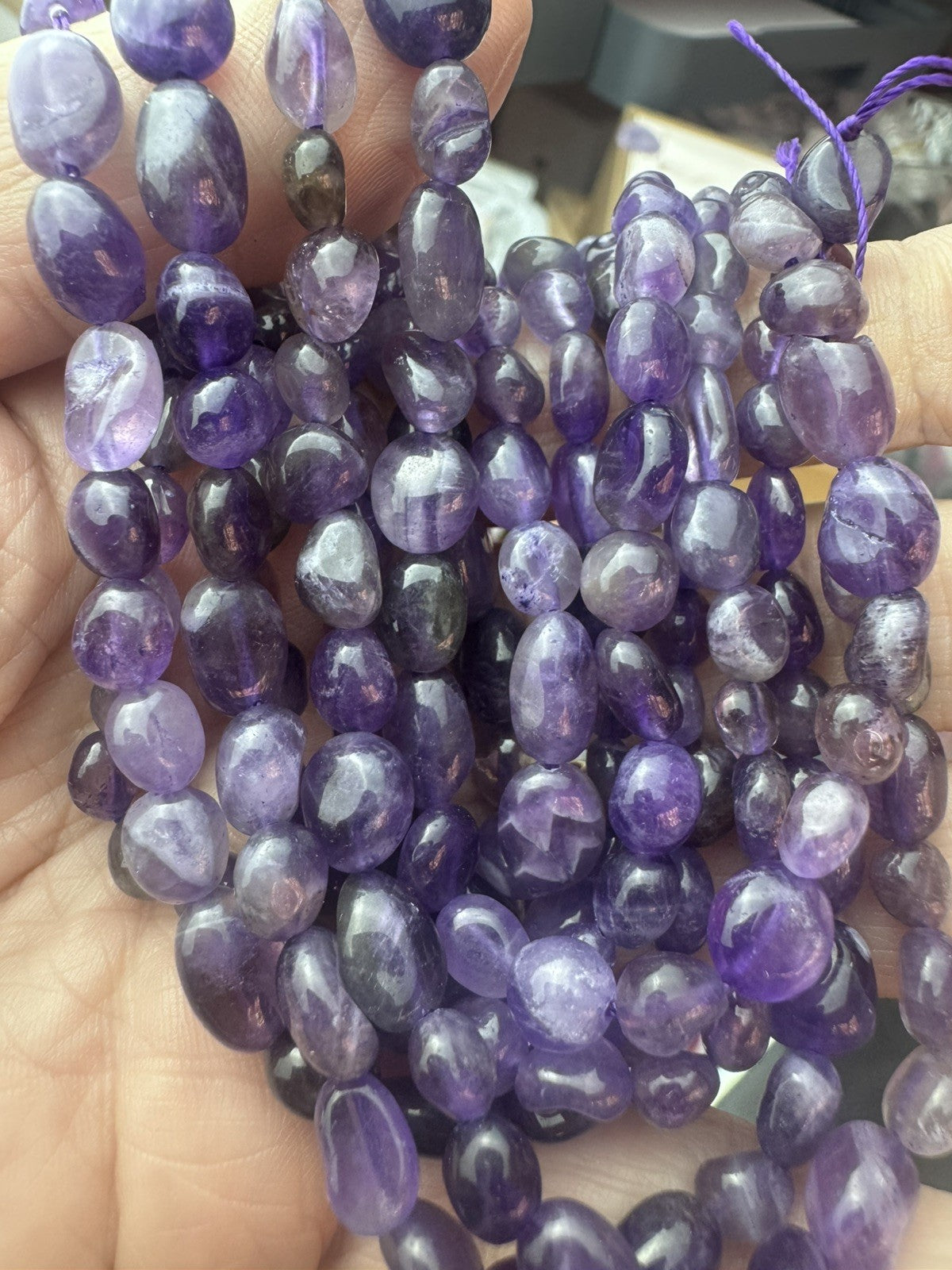 Natural Amethyst Tumble Bead Strand – 16 Inch