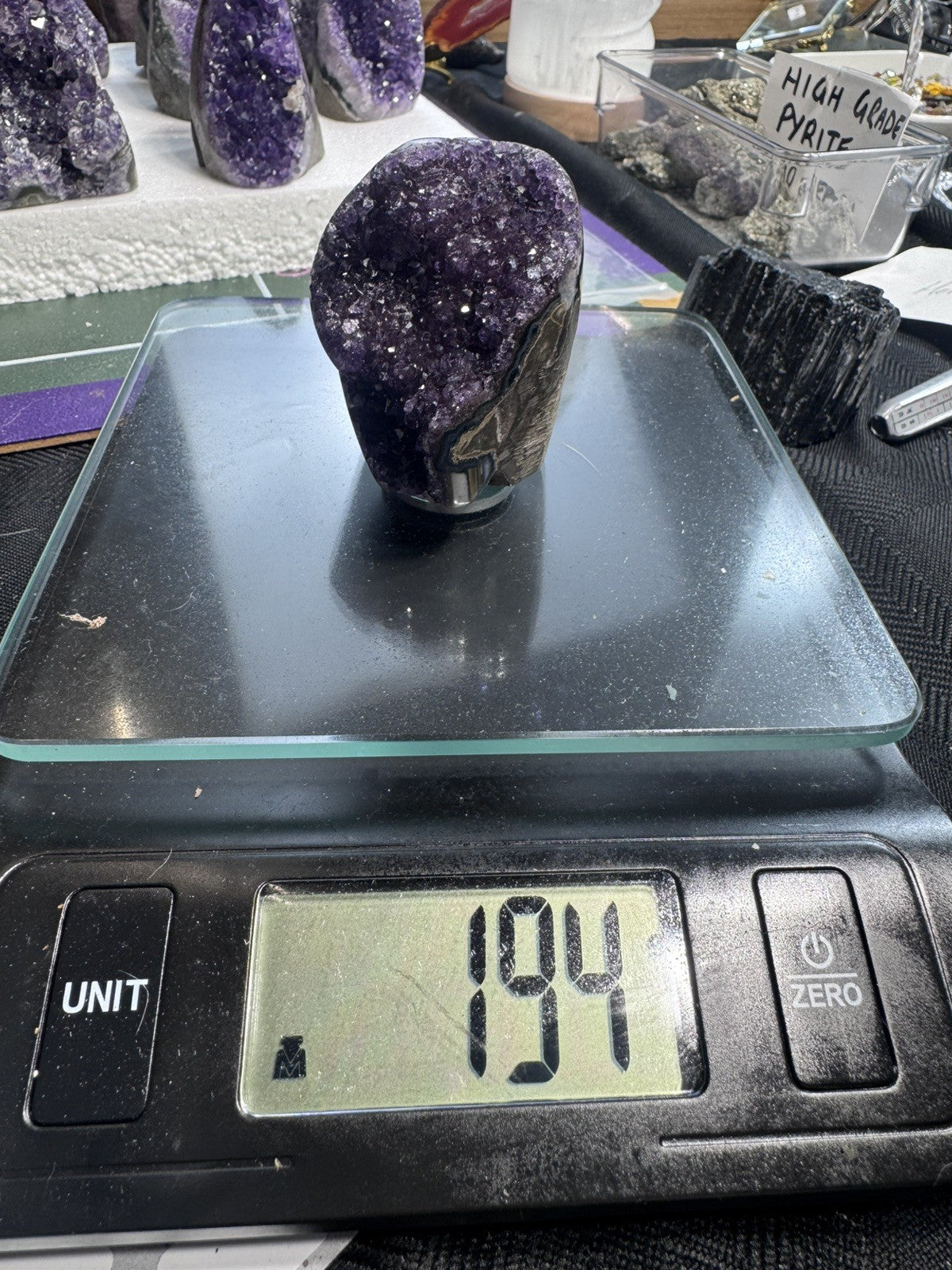 194 gram Natural Amethyst Geode Cluster Quartz Crystal Cave Mineral Specimen