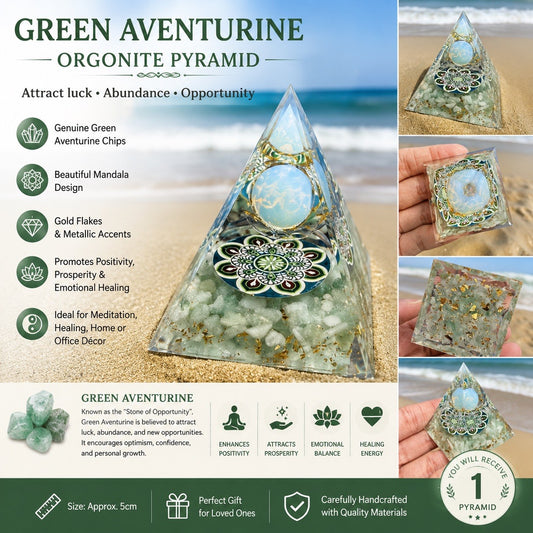 Adventurine & opalite Resin Pyramid