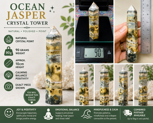 Ocean Jasper Crystal Tower – 90g    Polished Stone reiki meditation