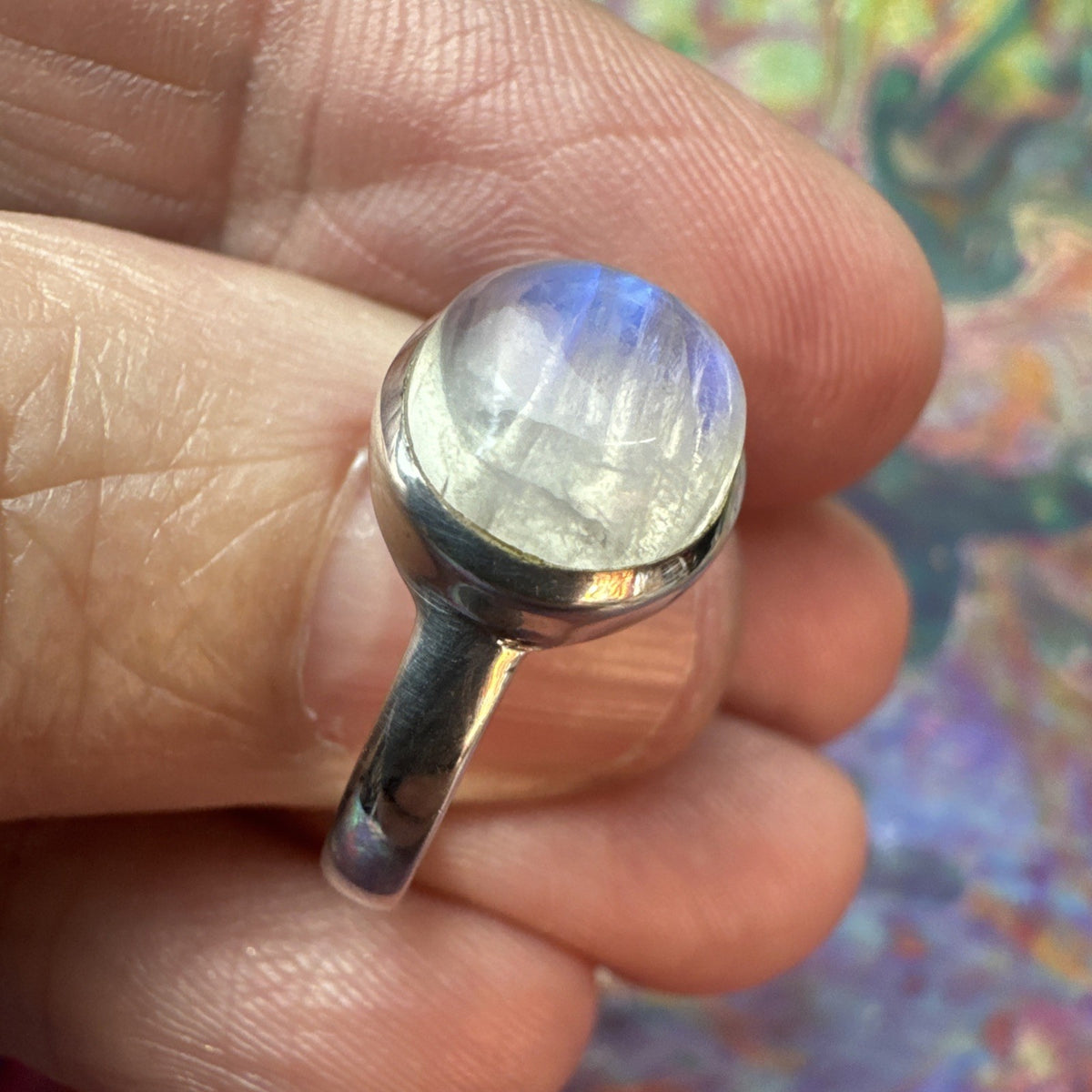 Blue Moonstone  925 Sterling Silver Ring Size Q 8.5