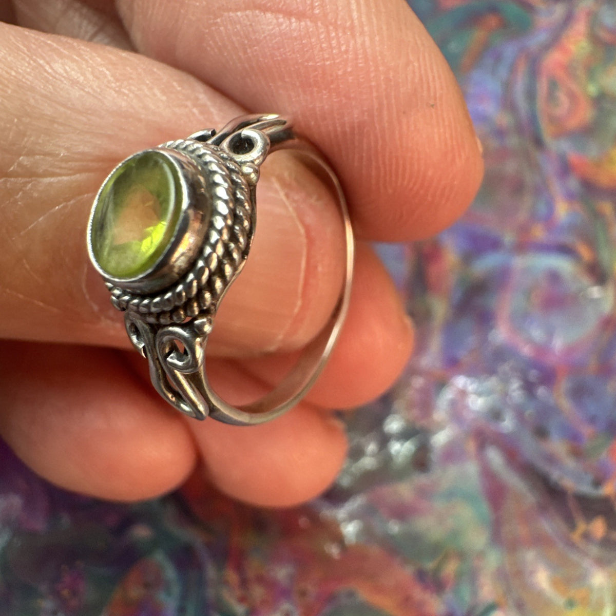 Peridot  925 Sterling Silver Ring Size J 4.75