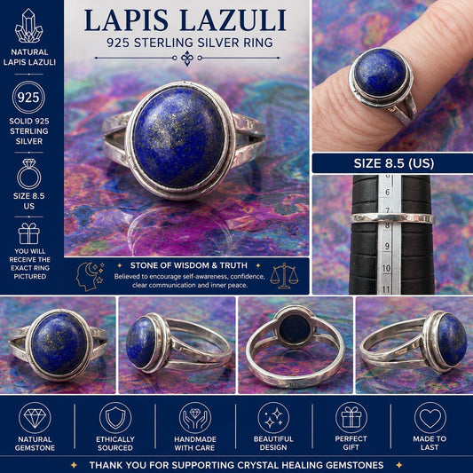 Lapis Lazuli  925 Sterling Silver Ring Size Q.5 8.5