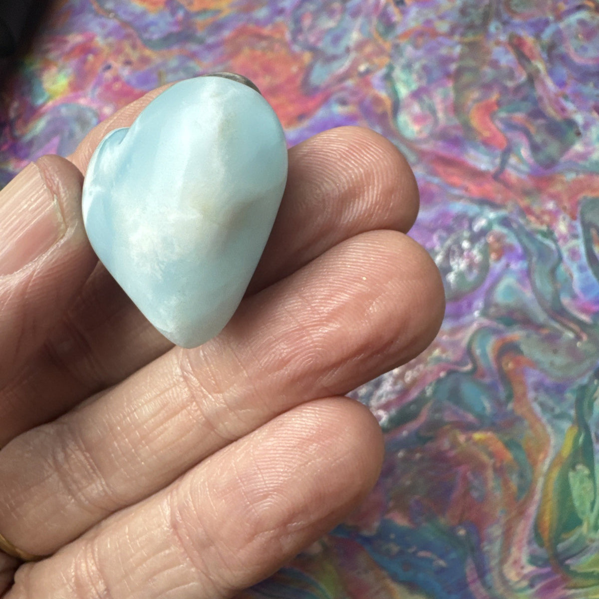 15 Gram 925 Silver Larimar Heart Pendant Handmade In  the Dominican Republic