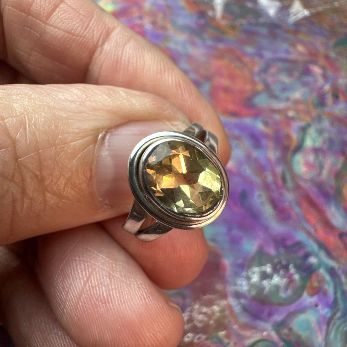 Citrine  925 Sterling Silver Ring Size K 5.5