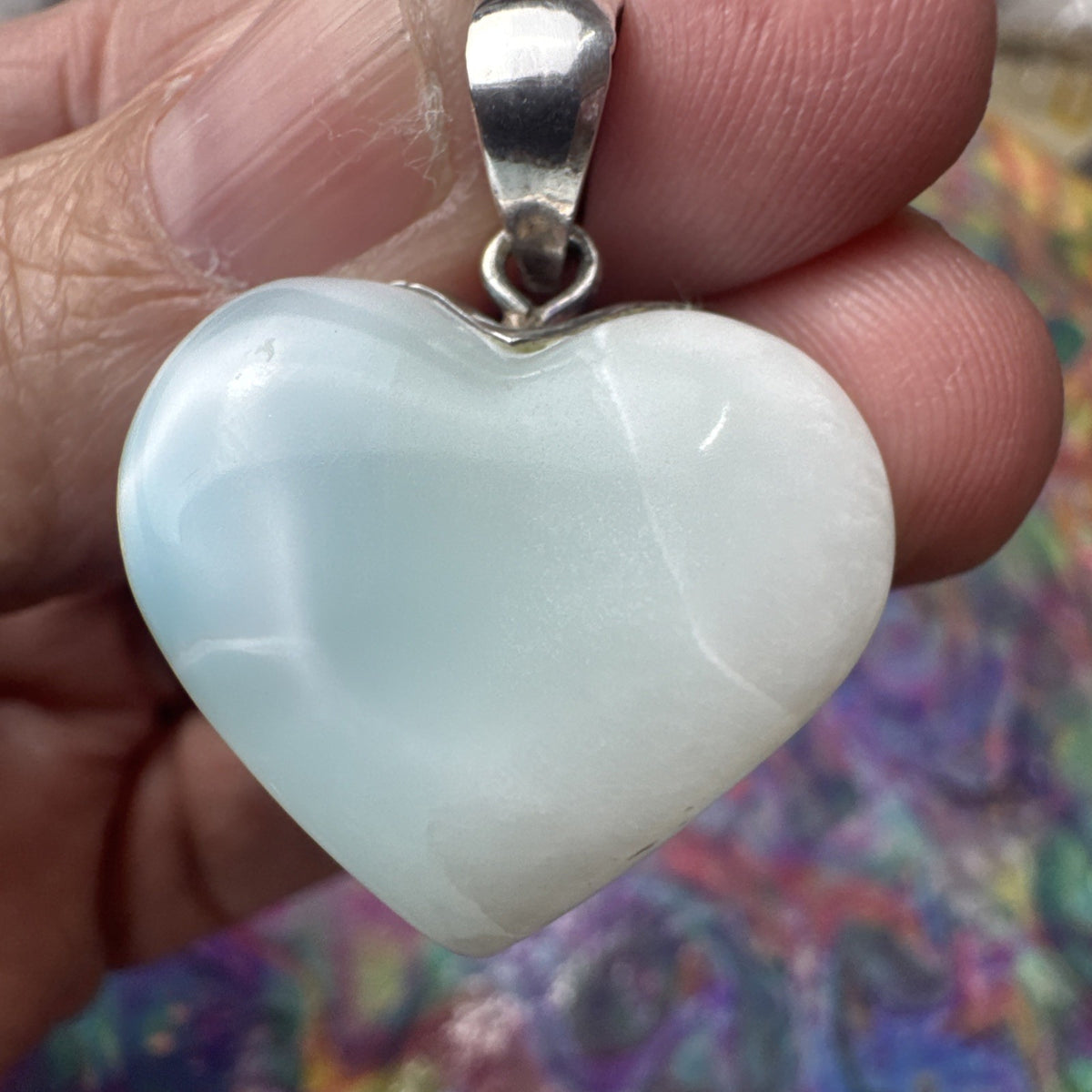 14 Gram 925 Silver Larimar Heart Pendant Handmade In  the Dominican Republic