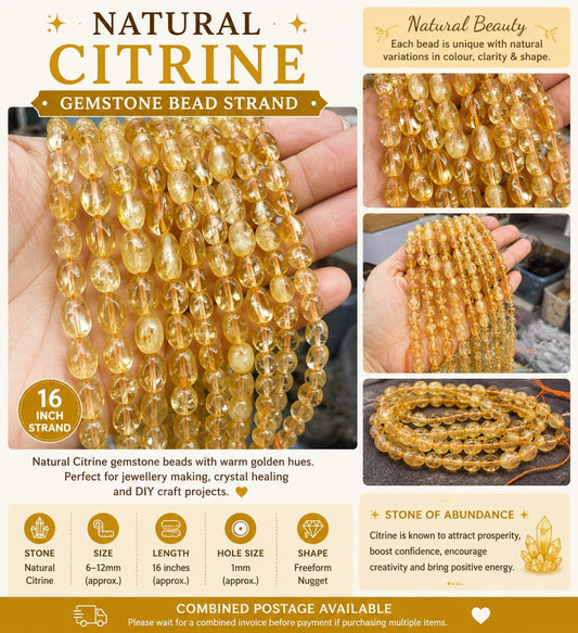 Natural Citrine Gemstone Bead Strand  16 Inch Strand