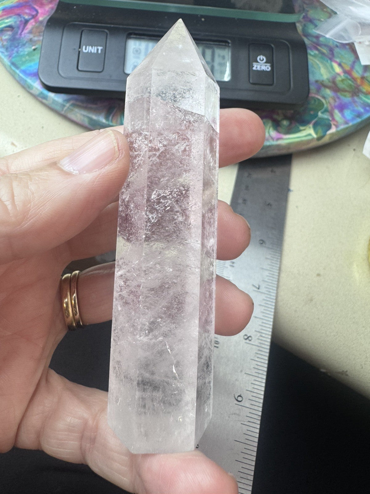 Natural Clear Quartz Crystal Tower – 101g  –  Polished Stone reiki meditation
