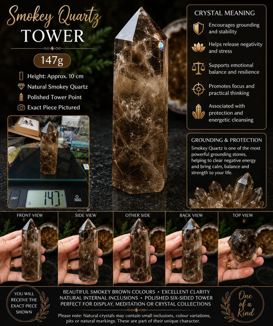 Smokey Quartz Tower – 147g     reiki meditation yoga