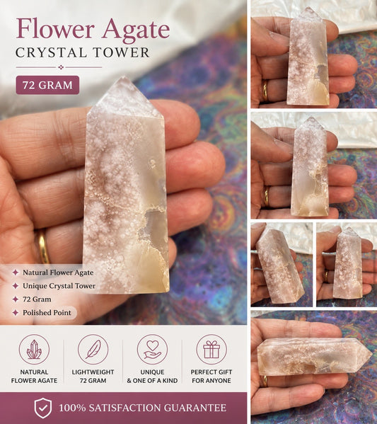 72 gram Flower Agate Crystal Tower