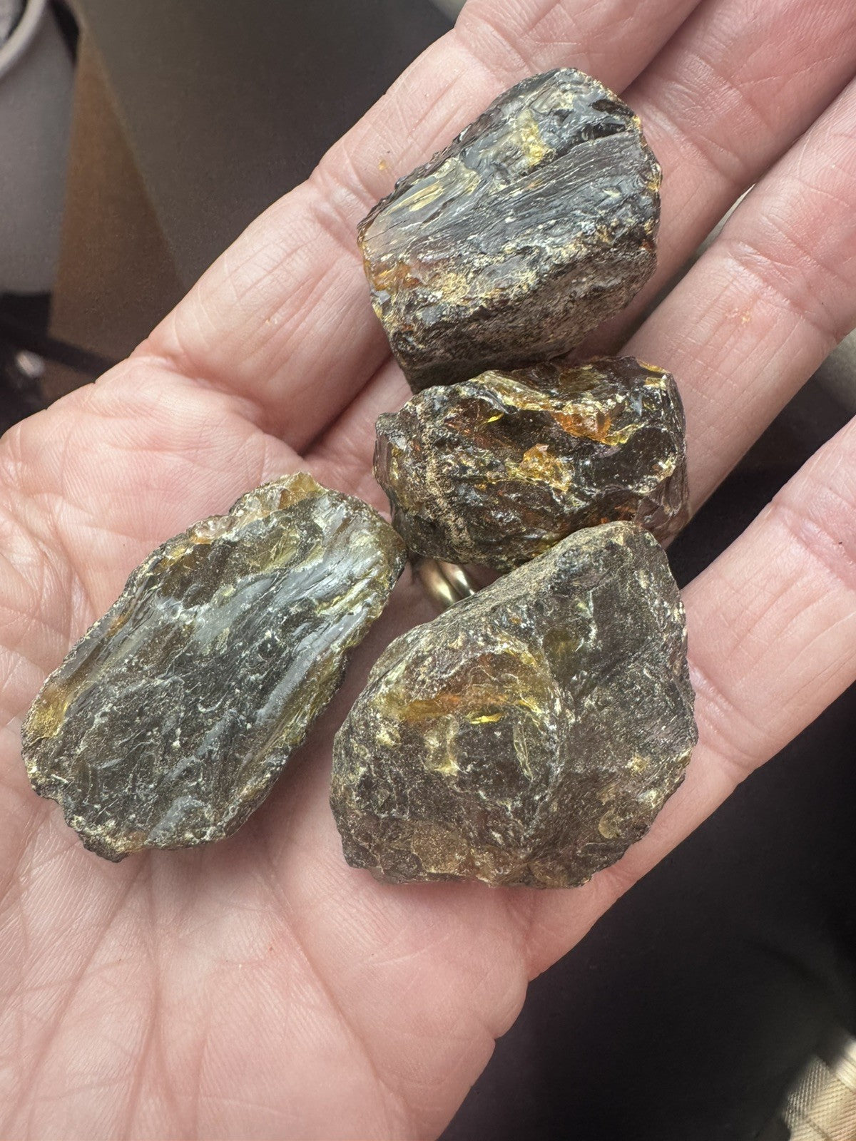 Black Amber  29 Grams  4 peices Rough lot