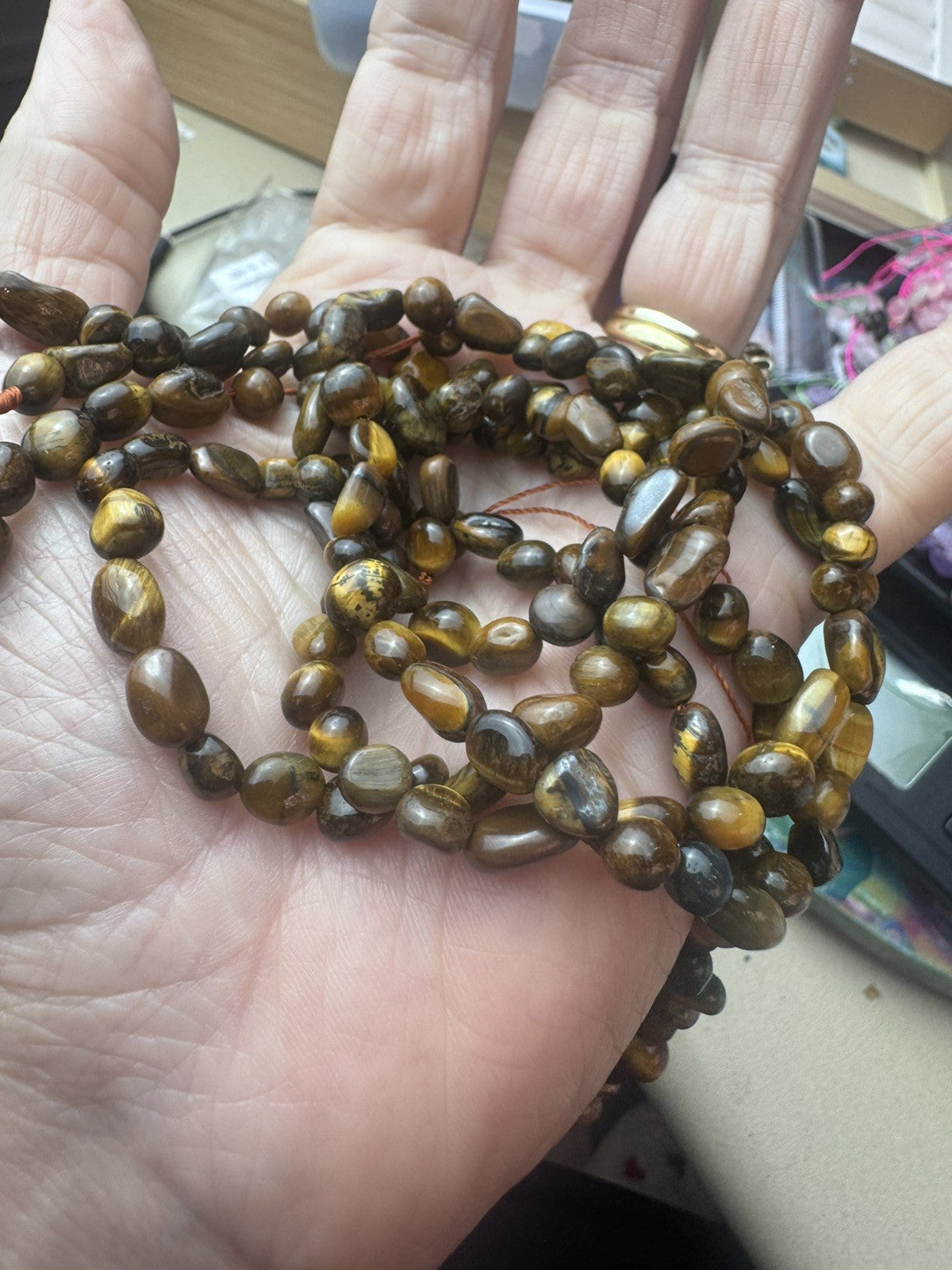 Natural tigers eye Tumble Bead Strand – 16 Inch