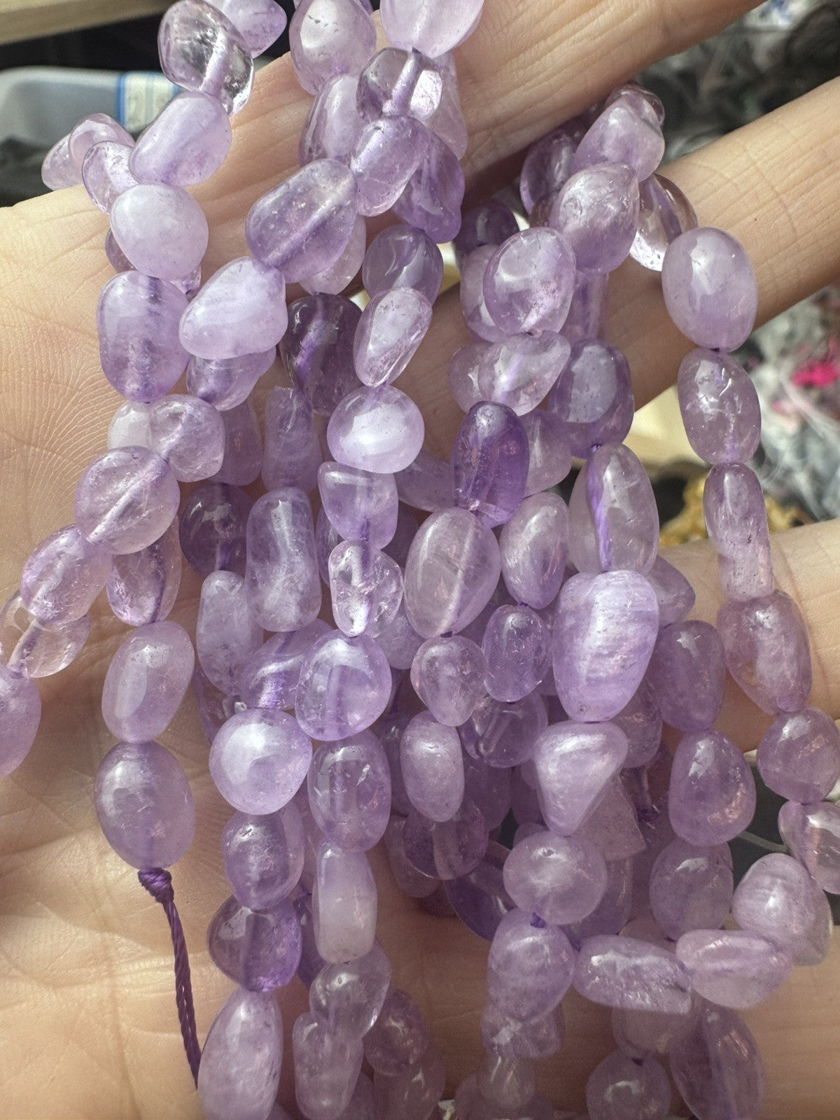 Natural Amethyst Tumble Bead Strand – 16 Inch