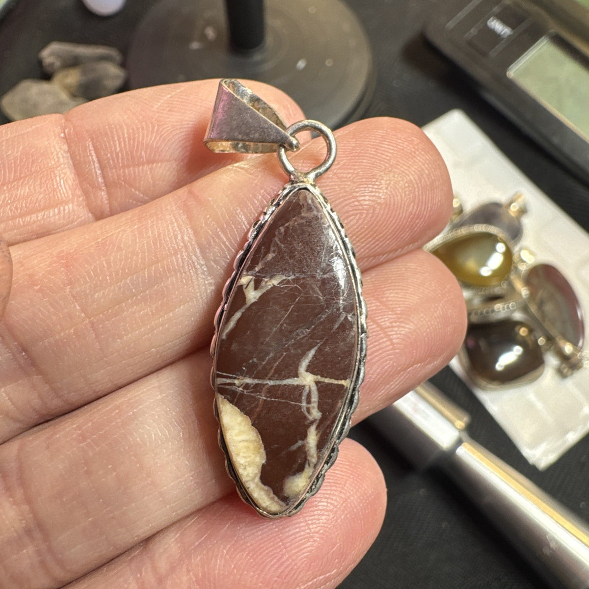 Gemstone Pendant Lot 103 Grams 925 Silver Plated stamped