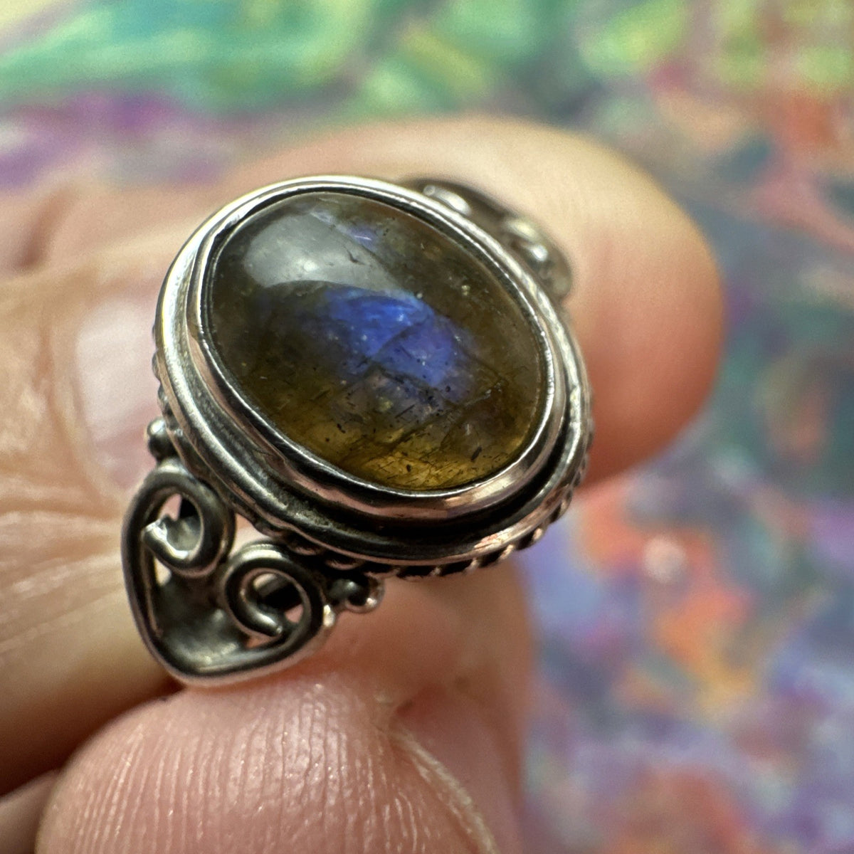 Labradorite 925 Sterling Silver Ring Size J 5