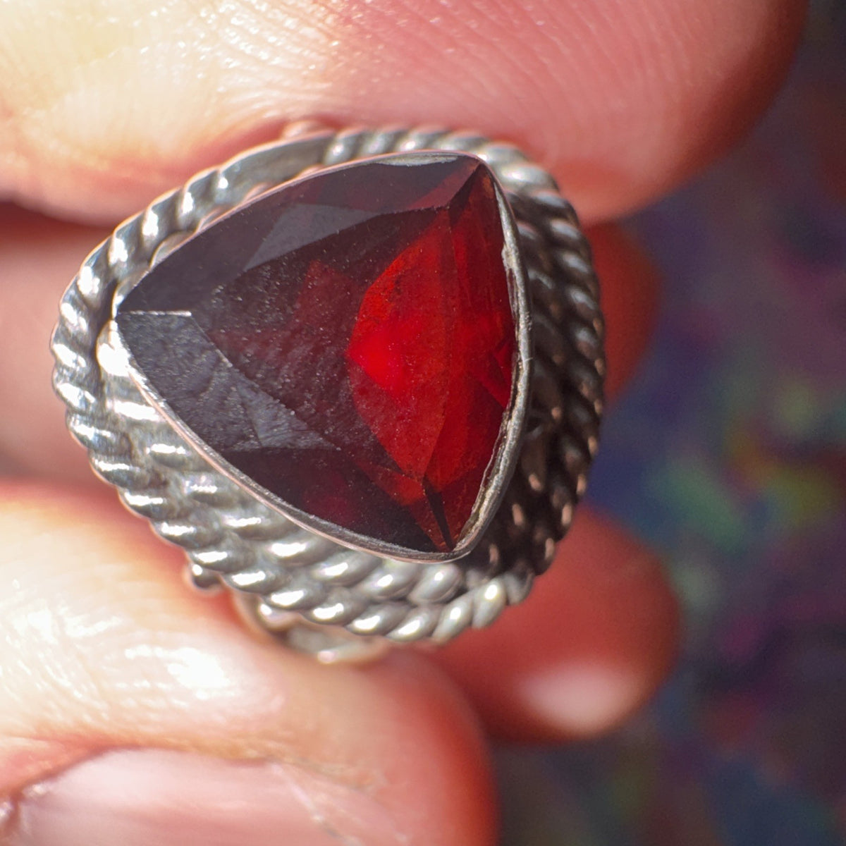 Garnet 925 Sterling Silver Ring Size J 5