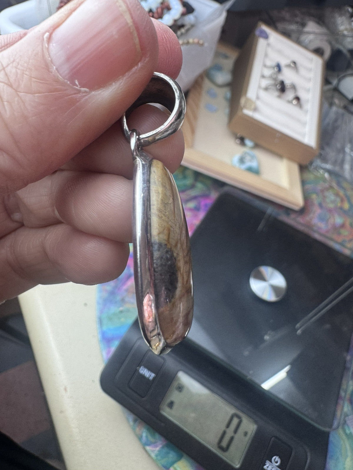 925 solid Beautiful Picture Jasper Sterling Silver Pendant
