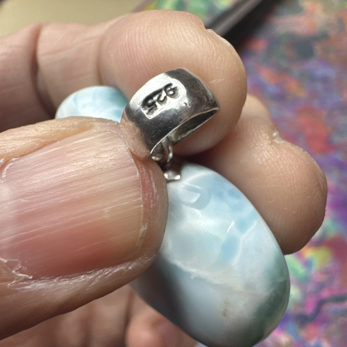 25 Gram 925 Silver Larimar Heart Pendant Handmade In  the Dominican Republic