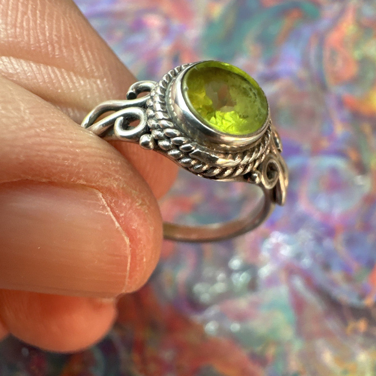Peridot  925 Sterling Silver Ring Size J 4.75