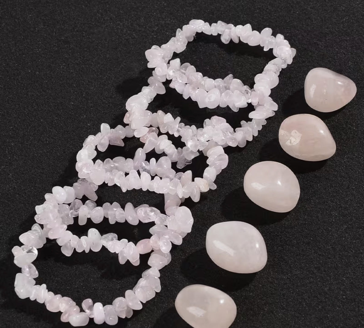 Natural Rose Quartz Chip Bracelet – Stretch Crystal Bracelet 18cm
