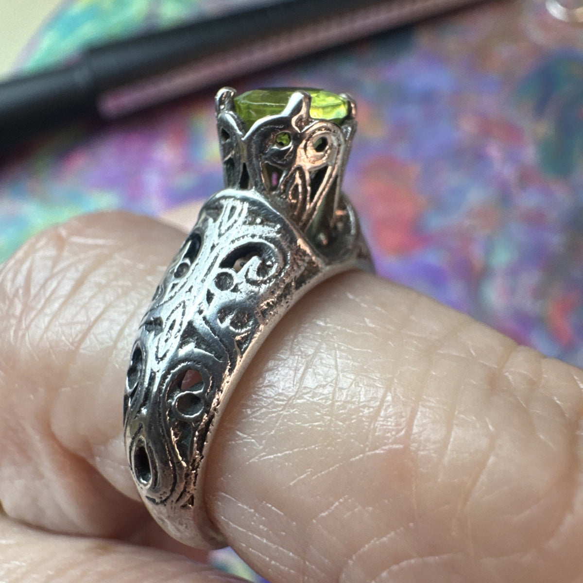Peridot 925 Sterling Silver Ring Size J 5