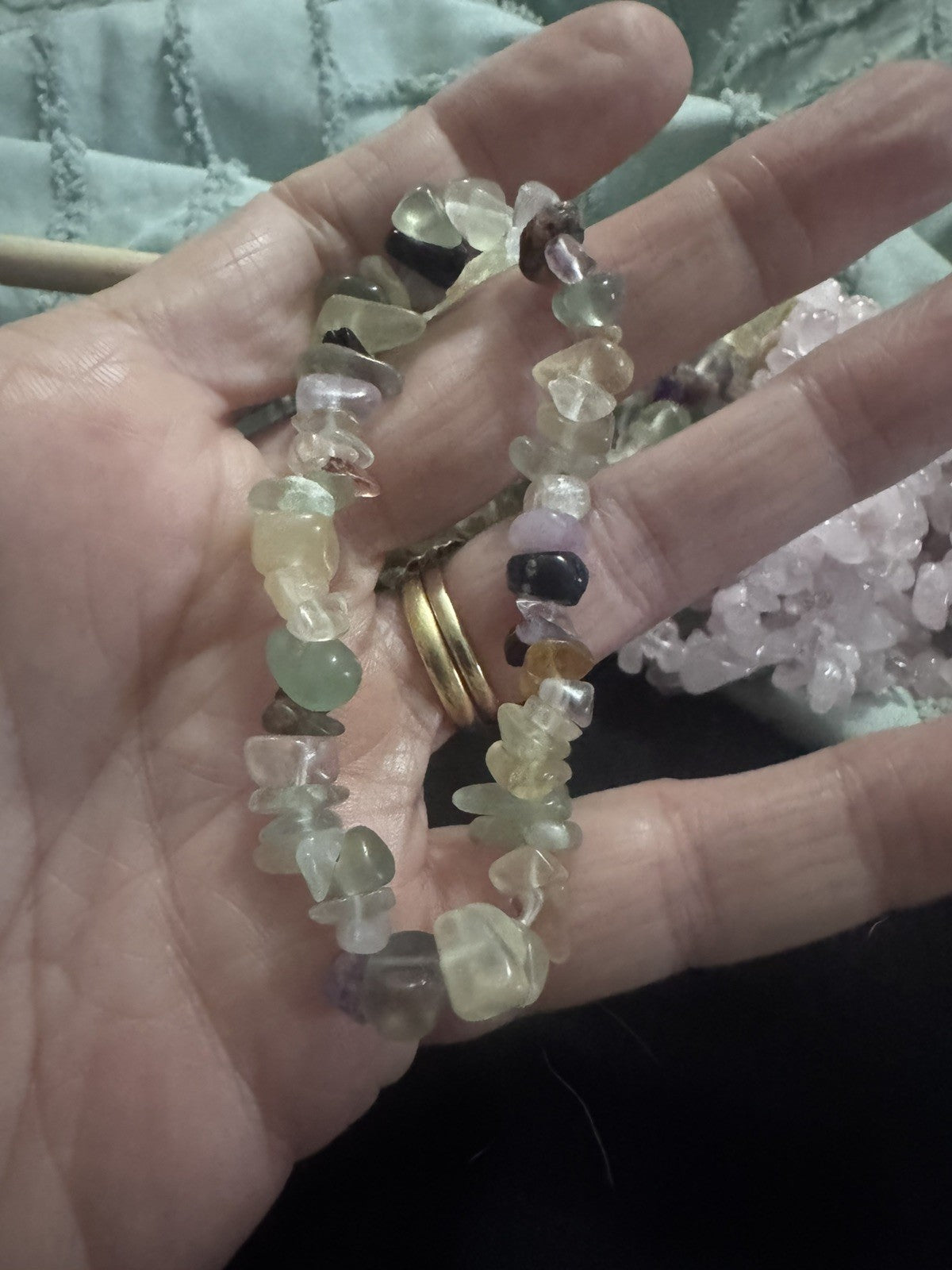 Rainbow Flourite Chip Bracelet