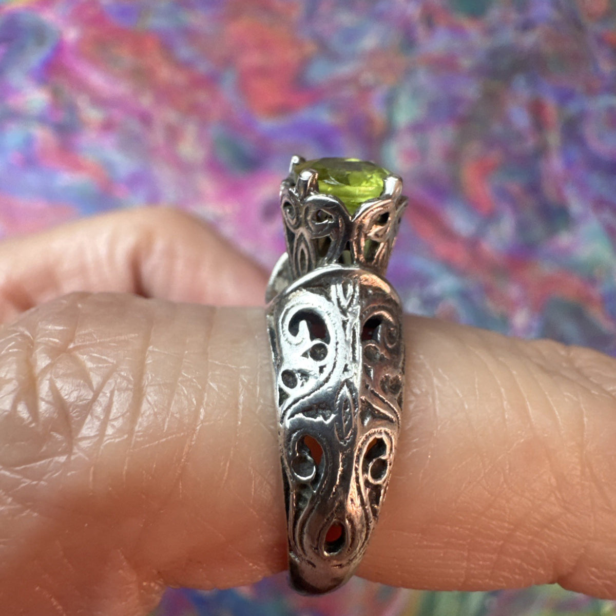 Peridot 925 Sterling Silver Ring Size J 5