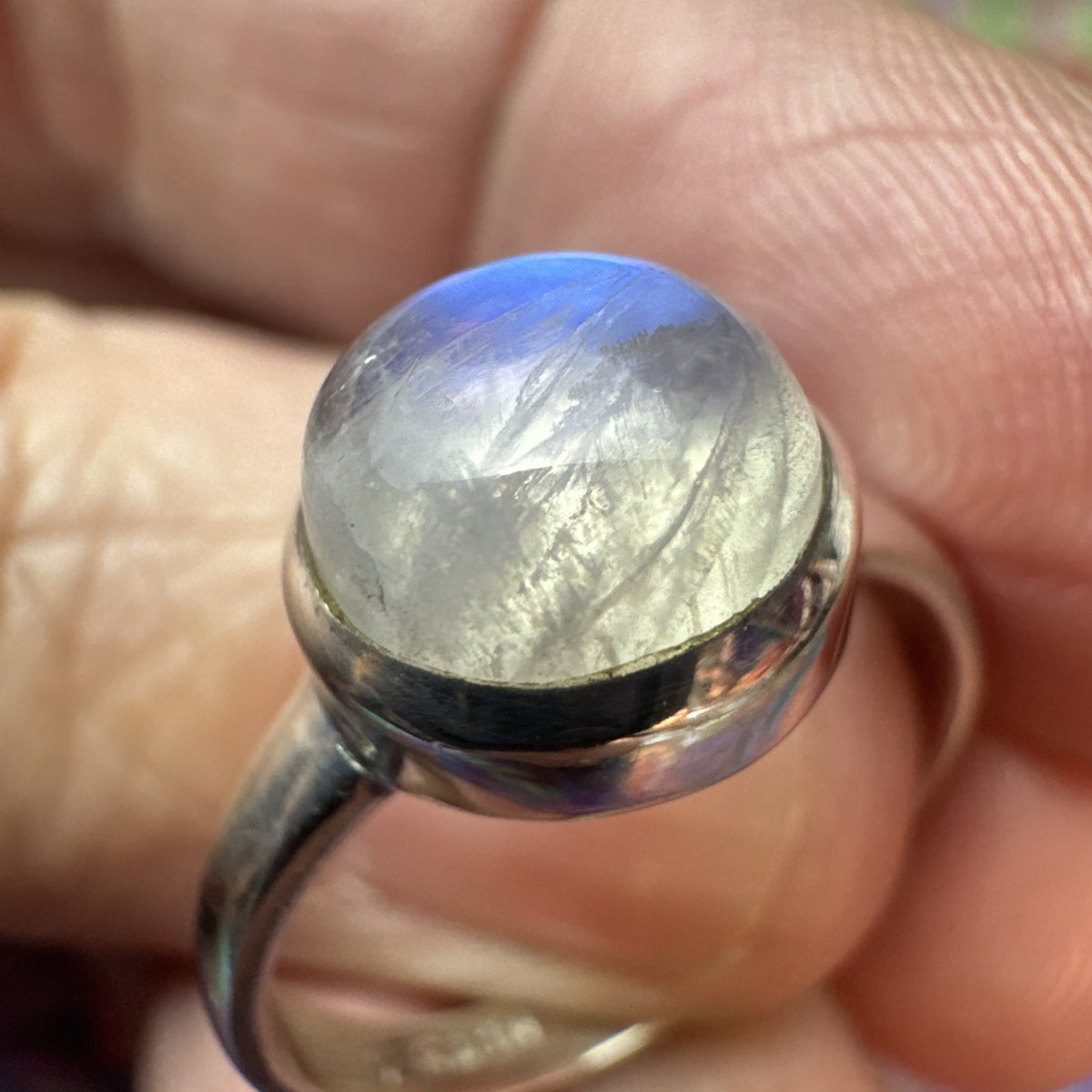 Blue Moonstone  925 Sterling Silver Ring Size Q 8.5