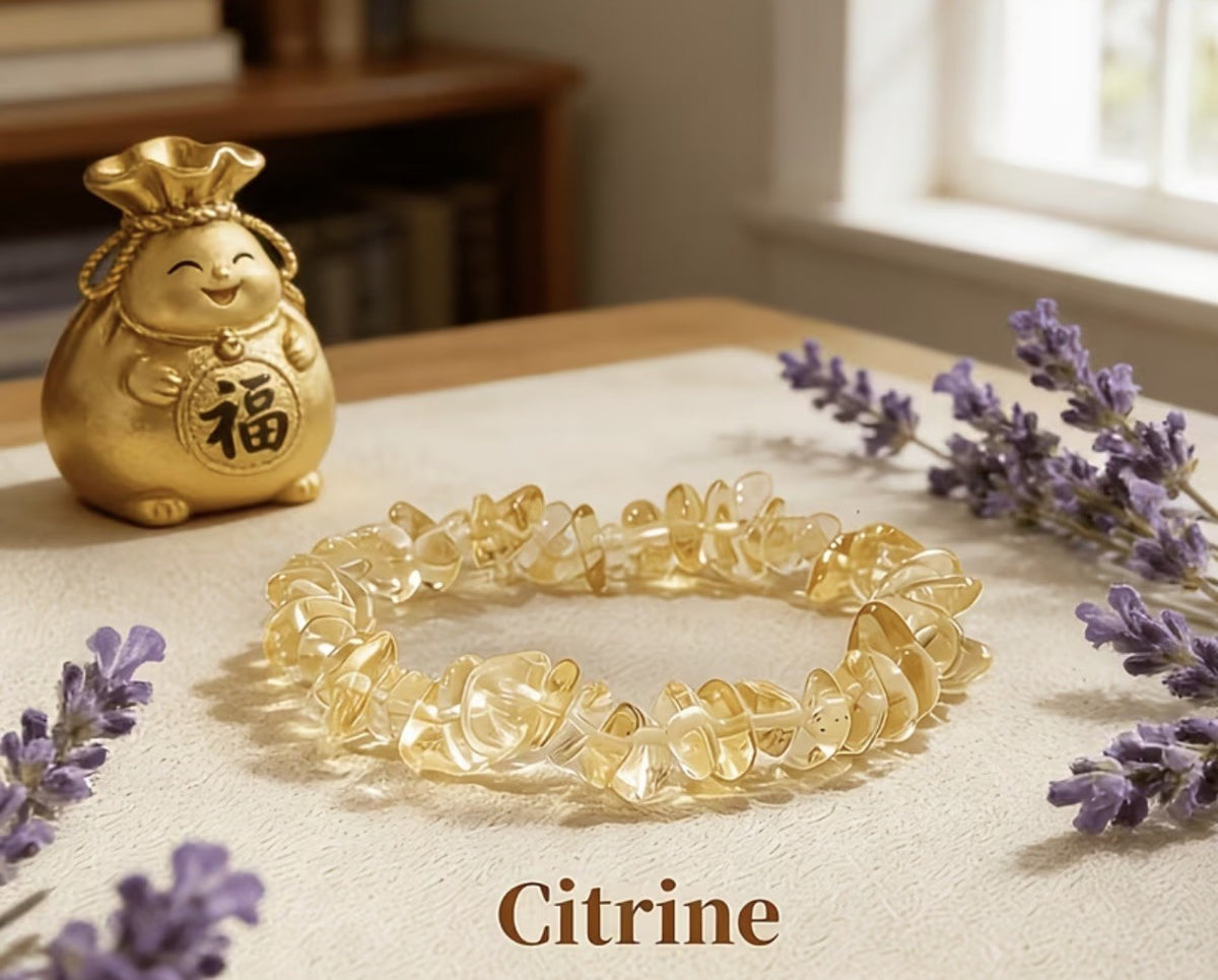 Natural Citrine Chip Bracelet – Stretch Crystal Bracelet 18cm