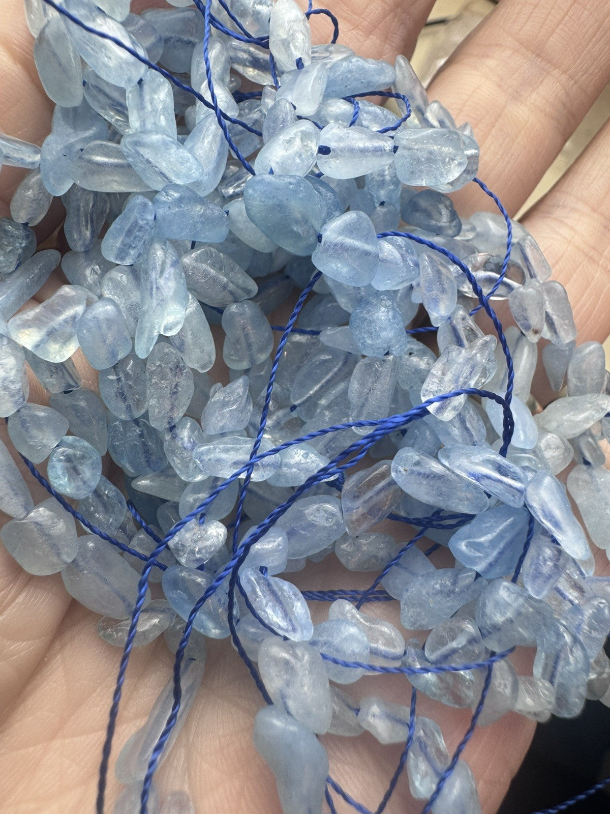 Natural Aquamarine Gemstone Bead Strand – 16 Inch