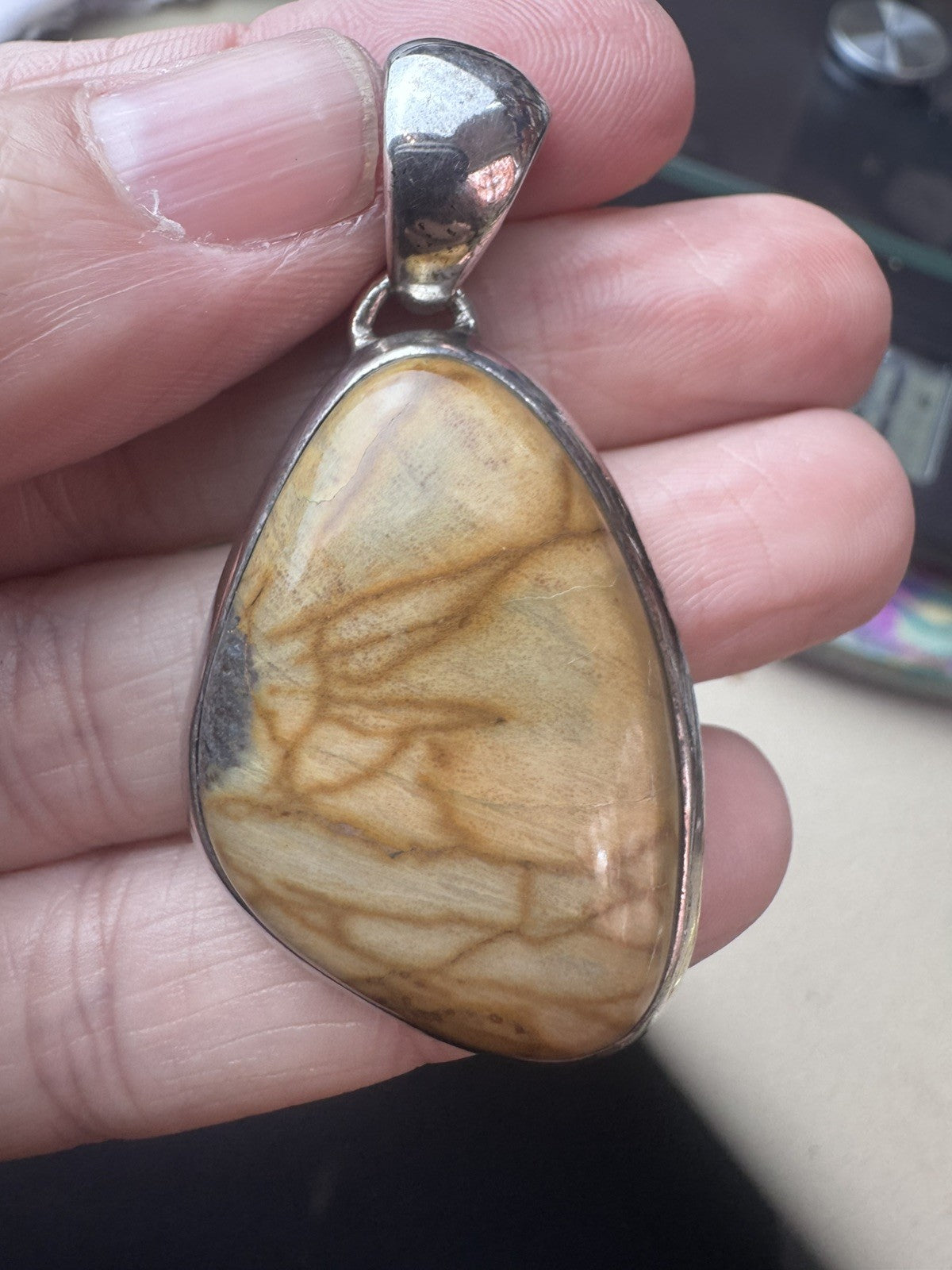 925 solid Beautiful Picture Jasper Sterling Silver Pendant