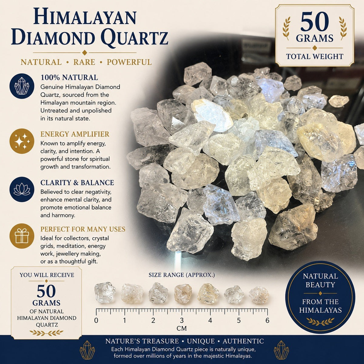 Crystal Mixed Bag wholesale resell lot  natural Himalayan diamond quartz 50gms