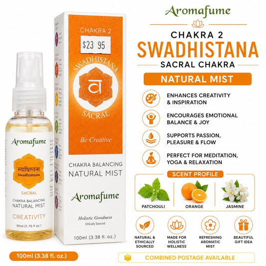 Aromafume Chakra 2 – Swadhistana (Sacral Chakra) Natural Mist  Reiki