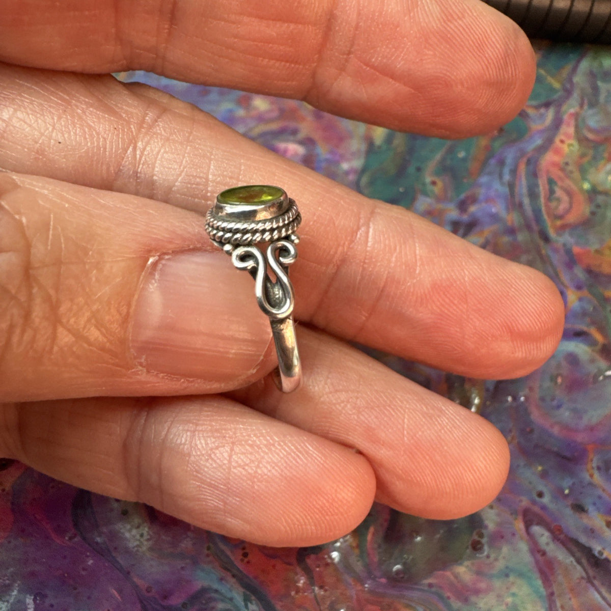 Peridot  925 Sterling Silver Ring Size J 4.75