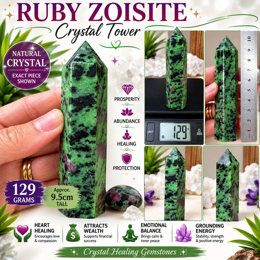 Ruby Zoisite Crystal Tower – 129g Natural  Polished Stone reiki meditation